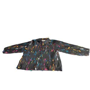 Silver‎ Stream Multicolor Embroidered Fringe Buttons Lined Jacket Size XL Artsy